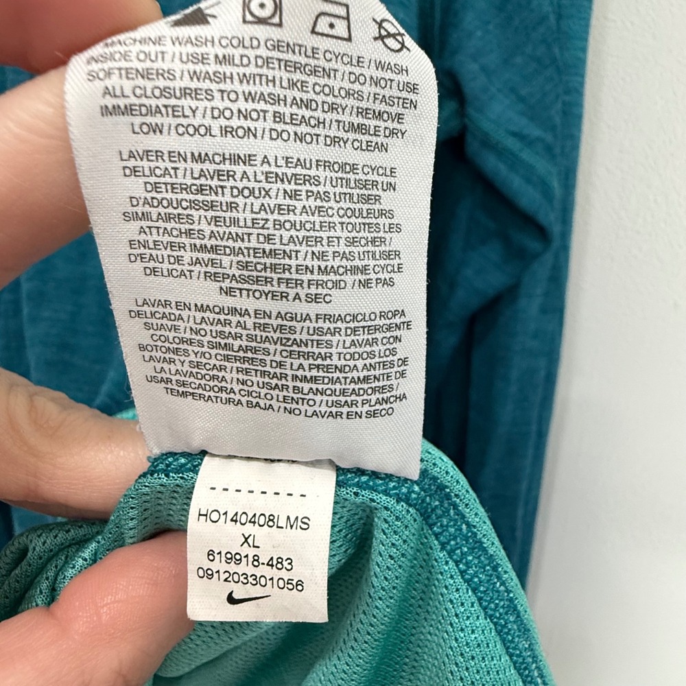 Nike Running Dri-FIT Wool Blend Hoodie Teal Aqua Snap Neck 619918-483 Womens XL - Picture 6 of 7